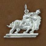 Pendentif saut d'obstacle cheval & cavalier, argent 925 -THABORA